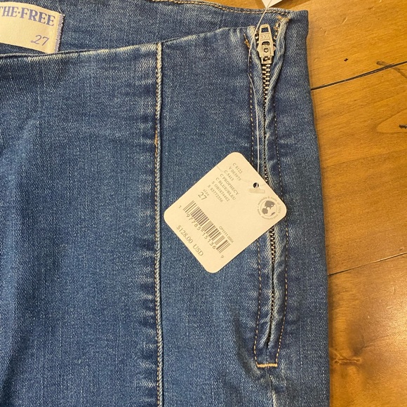 Free People NWT Bella Moto Mid Rise Skinny Jeans Zipper ankles blue Sz 26 $128 - Picture 5 of 13